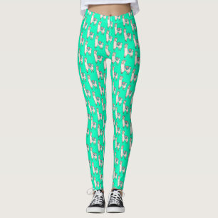 smiling happy llama alpaca cartoon animal drawing  leggings