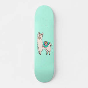 smiling happy llama alpaca cartoon animal drawing skateboard