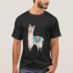 smiling happy llama alpaca cartoon animal drawing  T-Shirt