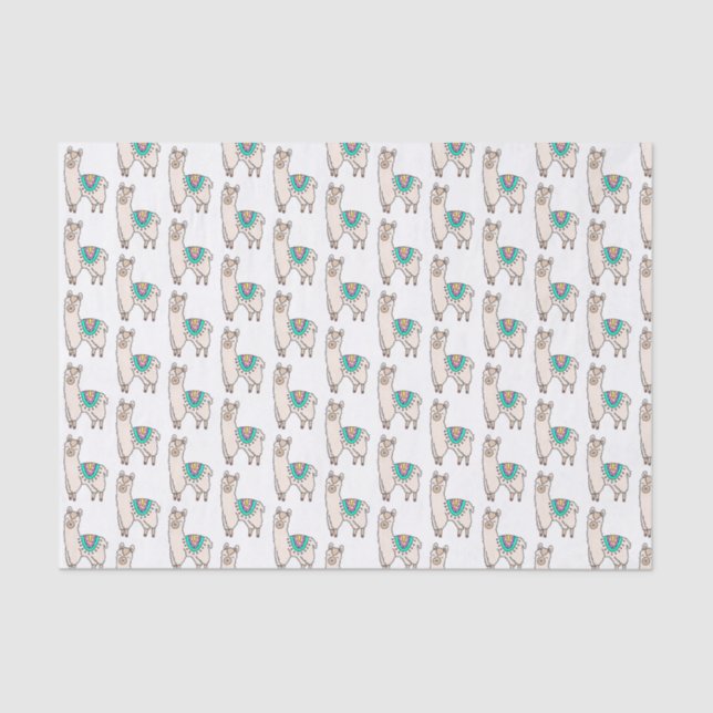 smiling happy llama alpaca cartoon animal drawing  tissue paper (Front)