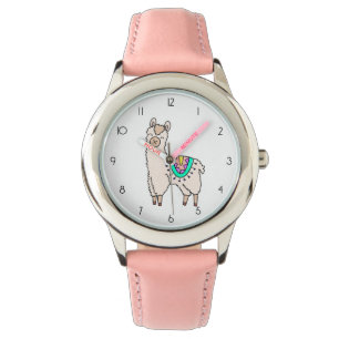 smiling happy llama alpaca cartoon animal drawing watch