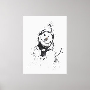 Smiling Happy Snowman Canvas Print