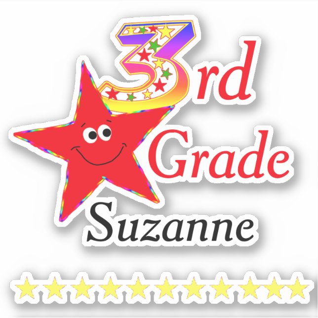 Smiling Happy Star 3rd Grade (Front)