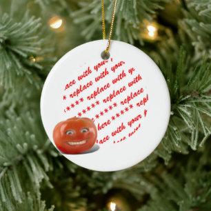 Smiling Happy Tomato Photo Frame Ceramic Ornament
