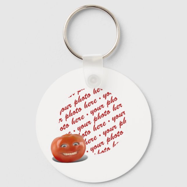 Smiling Happy Tomato Photo Frame Keychain (Front)