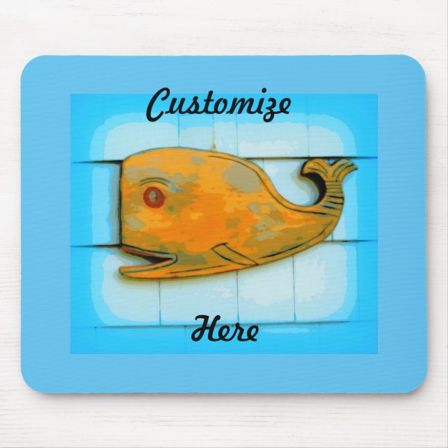 smiling happy whale blue Thunder_Cove Mouse Pad (Front)