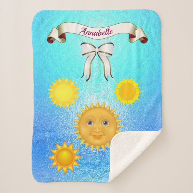 Smiling Harpy Sun Silhouette   Name Personalize Sherpa Blanket (Front)