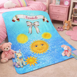 Smiling Harpy Sun Silhouette Name Personalize Sherpa Blanket
