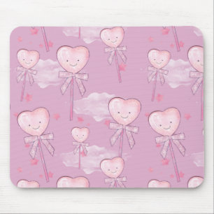 Smiling Heart Lollipop Mouse Pad
