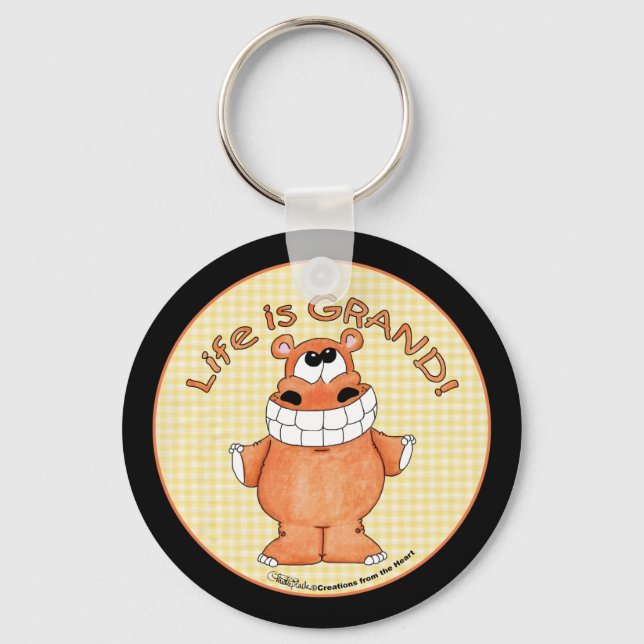 Smiling Hippo-Life is Grand Keychain (Front)