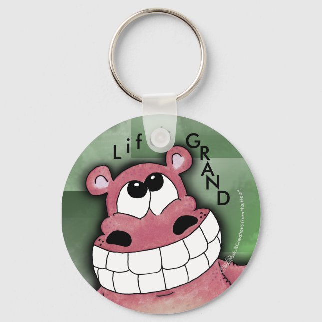 Smiling Hippo-Pink Keychain (Front)
