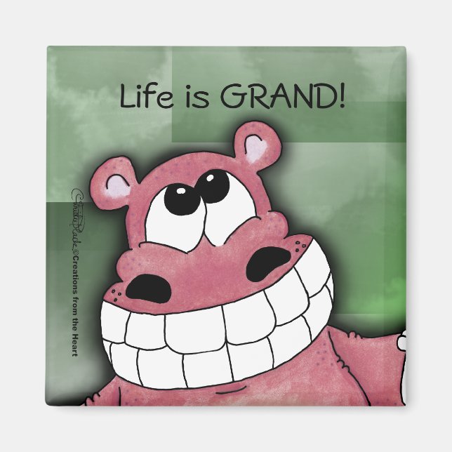 Smiling Hippo-Pink Magnet (Front)