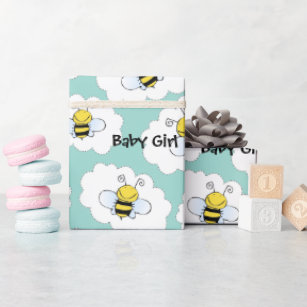 Smiling Honeybees Baby Girl Wrapping Paper