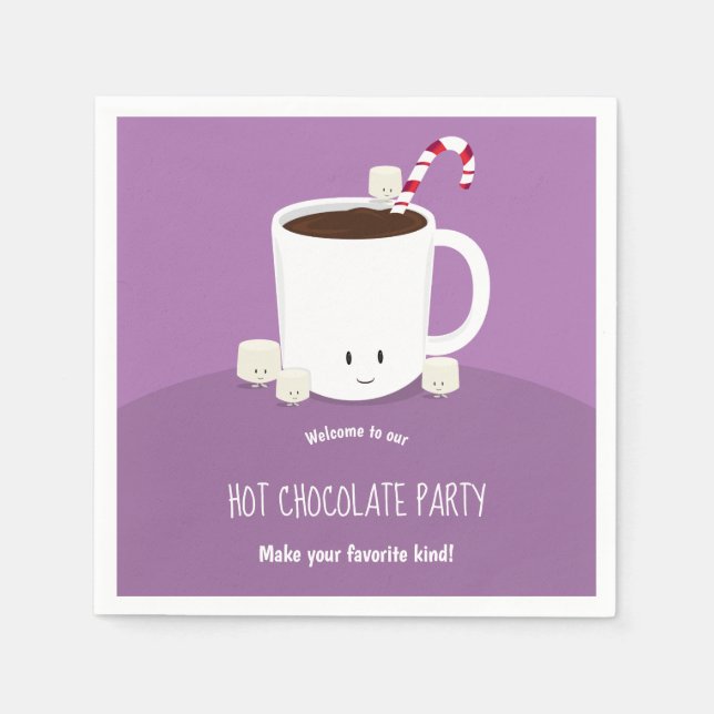 Smiling Hot Chocolate Hot Cocoa Christmas Party Napkin (Front)