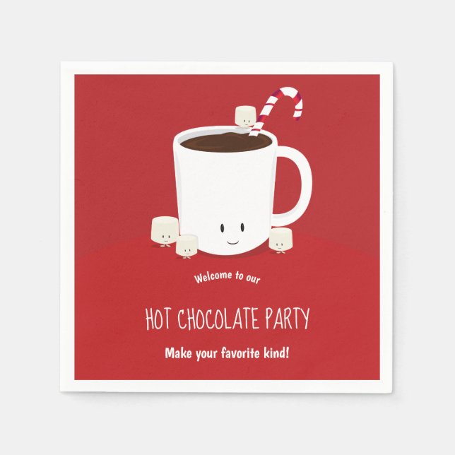 Smiling Hot Chocolate Hot Cocoa Christmas Party Napkin (Front)