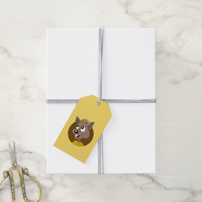 Smiling hyena cartoon gift tags (With Twine)