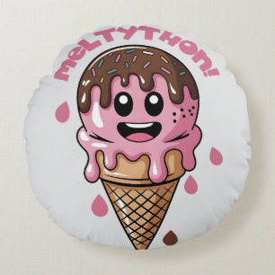 Smiling Ice Cream Round Pillow