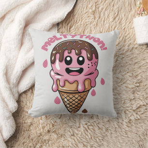 Smiling Ice Cream Throw Pillow