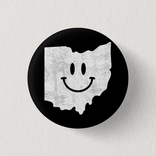 Smiling in OH – Funny Ohio Happy Face  1 Inch Round Button (Front)