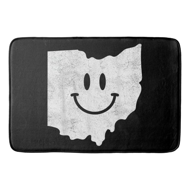 Smiling in OH – Funny Ohio Happy Face  Bath Mat (Front)