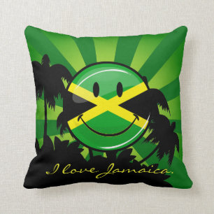 Smiling Jamaican Flag Throw Pillow