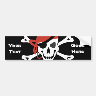Smiling Jolly Roger with Your Custom Text Bumper Sticker