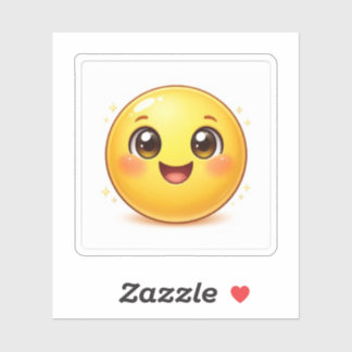 Smiling Kawaii Emoji Kiss-Cut Stickers