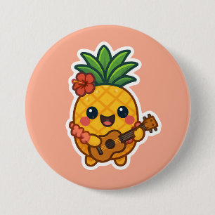 Smiling Kawaii Pineapple – Tropical 3 Inch Round Button