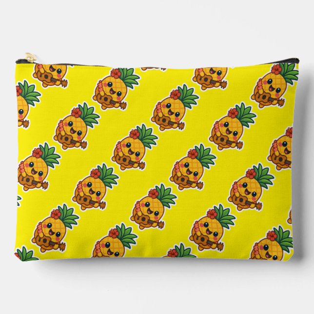 Smiling Kawaii Pineapple – Tropical Accessory Pouch (Front)