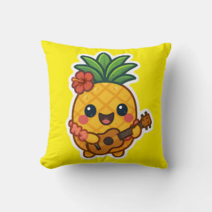 Smiling Kawaii Pineapple – Tropical Throw Pillow