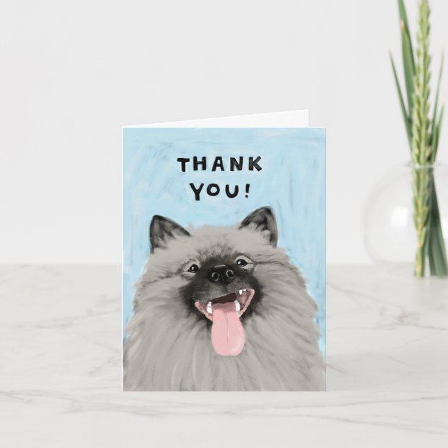 Smiling Keeshond Thank You Card (Front)