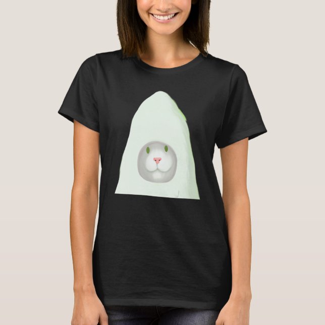 Smiling kitten artwork white cat meme T-Shirt (Front)