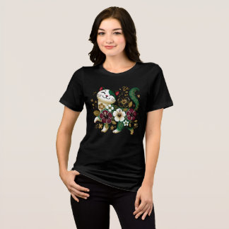 smiling kitten colorful cheerful flowers Tri-Blend shirt