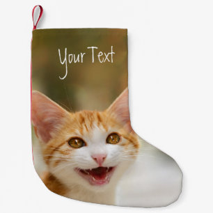 Smiling Kitten Funny Cat Meow Personalized Santa Small Christmas Stocking