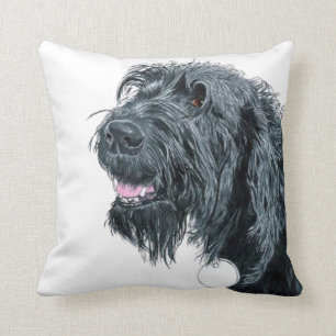 Smiling Labradoodle Throw Pillow