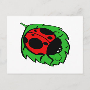 Smiling Ladybug on a Green Leaf Postcard