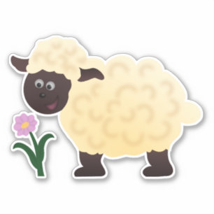 Smiling Lamb Custom-Cut Vinyl Sticker