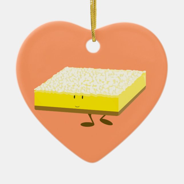 Smiling lemon bar character ceramic ornament (Front)
