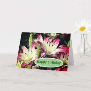 Smiling Lily Flowers Birthday Card