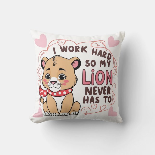 Smiling Lion Cub – Cute Happy Baby Lion Throw Pillow (Front)