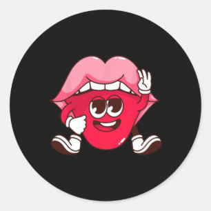 Smiling Lips Cartoon Valentine's Day Teens Casual Classic Round Sticker