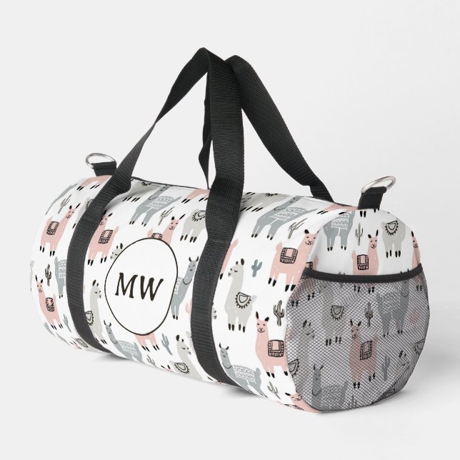 Smiling Llamas Pattern Duffle Bag (Right Corner)