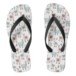 Smiling Llamas Pattern Flip Flops
