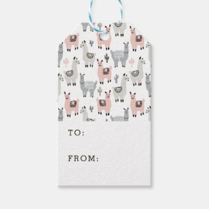 Smiling Llamas Pattern Gift Tags