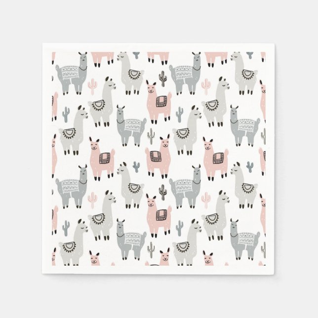Smiling Llamas Pattern Napkin (Front)