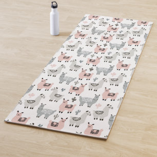 Smiling Llamas Pattern Yoga Mat