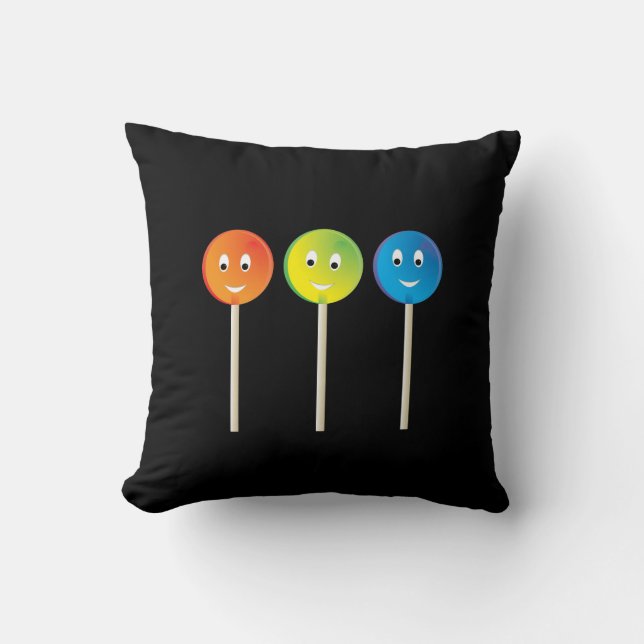 Smiling lollipops throw pillow (Front)