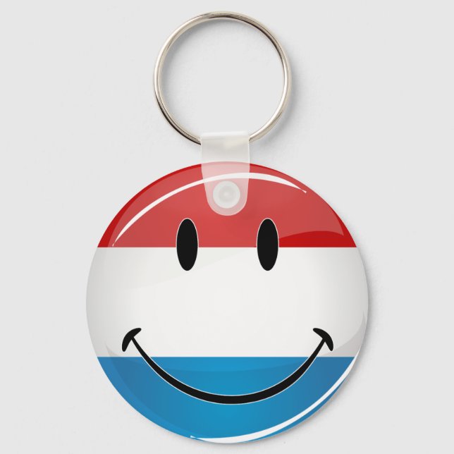 Smiling Luxembourg Flag Keychain (Front)