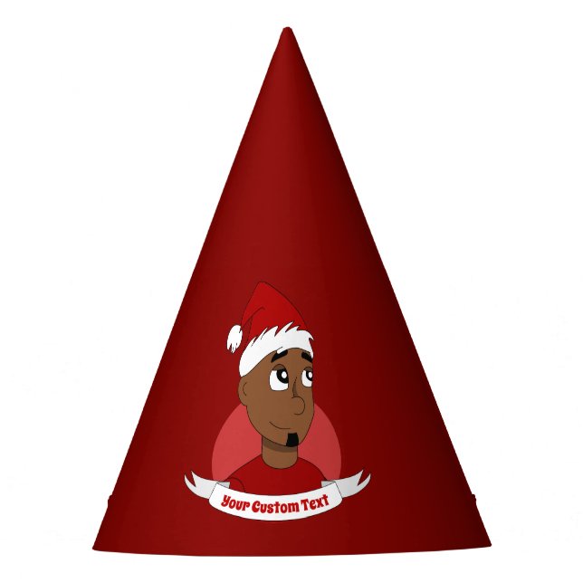 Smiling man Christmas cartoon Party Hat (Front)