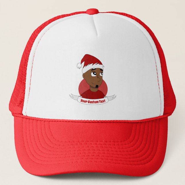 Smiling man Christmas cartoon Trucker Hat (Front)